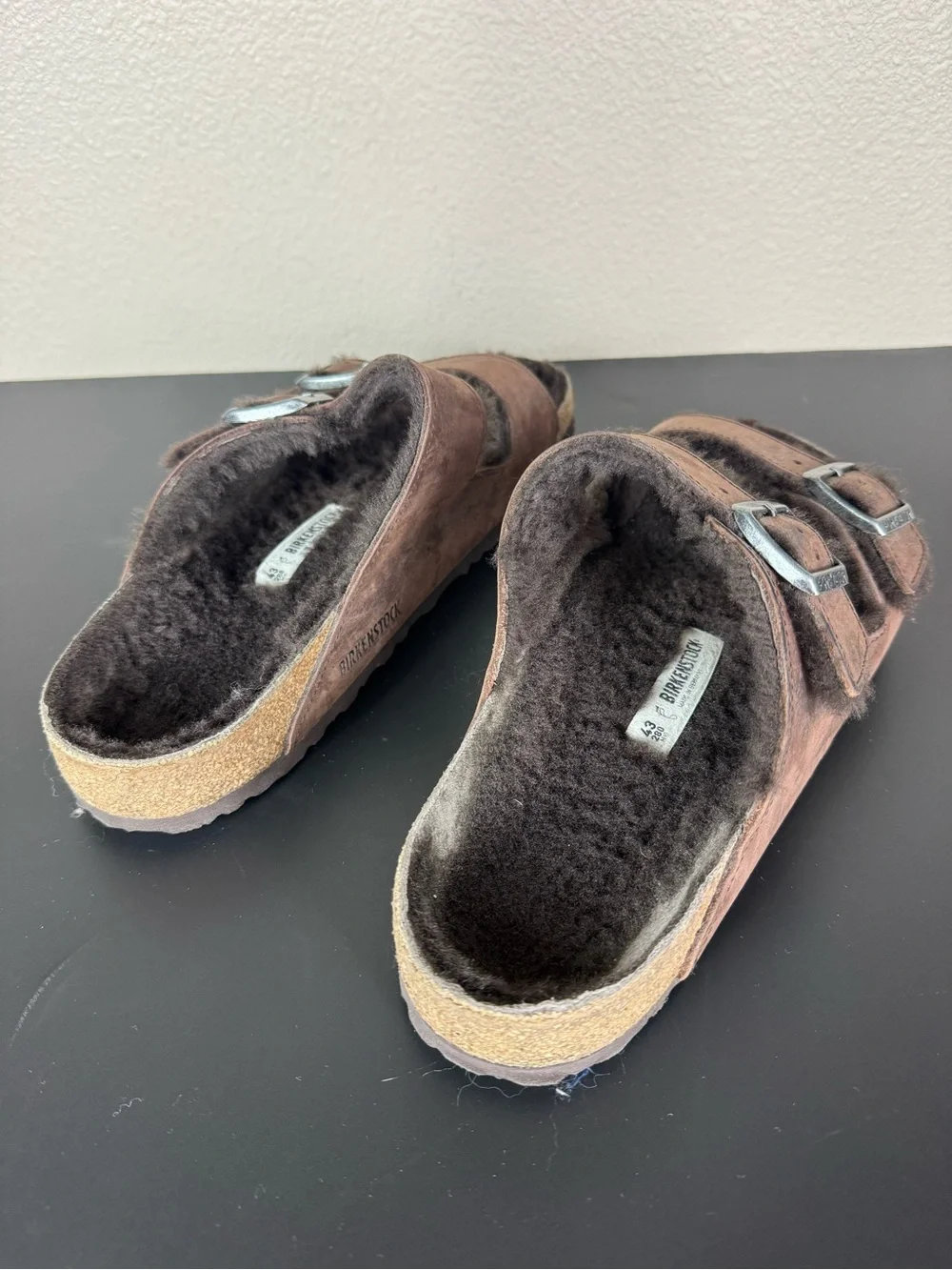 Birkenstock Arizona Shearling Oiled Leather Habana Sandals US 10 1021065